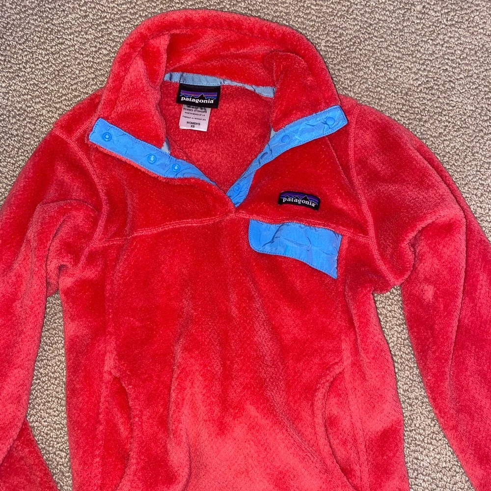 Patagonia Re-Tool Snap Fleece Pullover Raspberry/Aqua